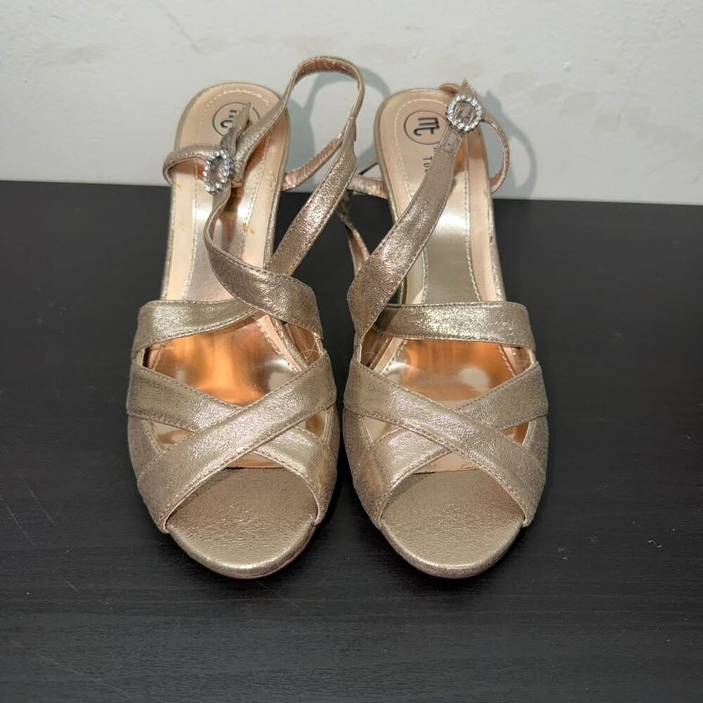Mootsies Tootsies Bethania Gold Strappy Heels Size 9.5M